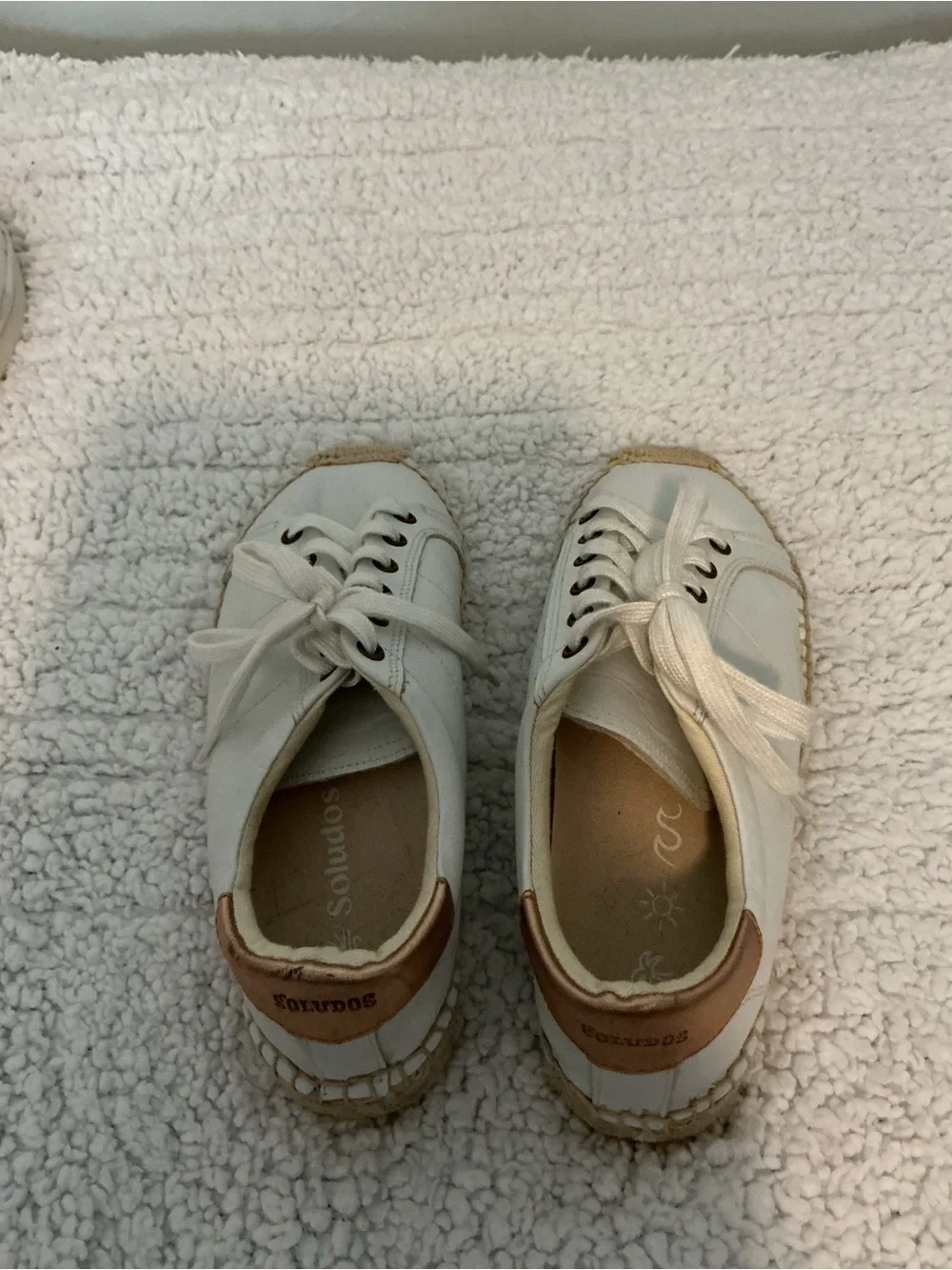 Soludos Creamy White Women's Espadrille Sneaker with Natural Heel Accent